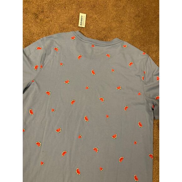 OLD NAVY BLUE CREW NECK MENS SHORT SLEEVE SHIRT M BLUE MELON THEME PRINT COTTON - Picture 6 of 6